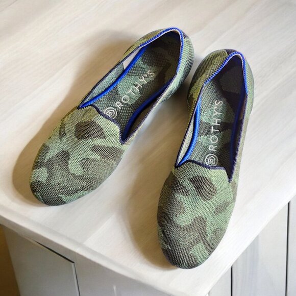 Rothys NWOT rare limited edition olive camo ballerina flats women's 7.5 US - Picture 7 of 14